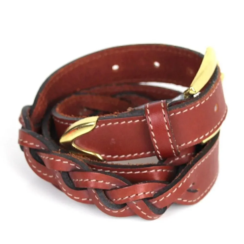 BRAIDED BROWN GENUINE LEATHER 1